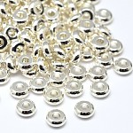 Brass Flat Round Spacer Beads, Silver, 5x2mm, Hole: 2mm