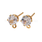 Латунные серьги-гвоздики из циркония KK-F898-14C-G