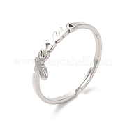 304 Stainless Steel Word Adjustable Ring RJEW-L107-028P