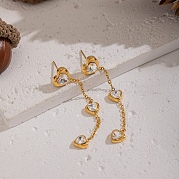 Женские серьги-гвоздики с кисточками в форме сердца из нержавеющей стали 304 с прозрачными кубическими цирконами и паве QV2548-2