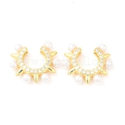 Латунные серьги-каффы с фианитами EJEW-K251-14G