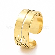 Ion Plating(IP) 304 Stainless Steel Hollow Out Spider Open Cuff Ring for Women RJEW-C053-03G