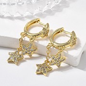 Серьги-кольца Huggie из латуни с прозрачным фианитом и прозрачным фианитом EJEW-K083-43G