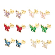 Серьга-гвоздик из латуни с кубическим цирконием EJEW-C021-03G