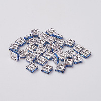 Brass Rhinestone Spacer Beads, Grade A, Rondelle, Silver Color Plated,  Size: about 6mm in diameter, 3mm thick, hole: 1.5mm