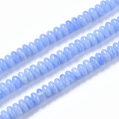 Fili di perline di agata di pizzo blu sintetico, tinto, rondelle, 4~5x2mm, Foro: 0.8 mm, circa 160~165pcs/filo, 14.96~15.35 pollice (38~39 cm)