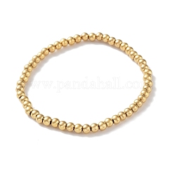 Braccialetti elastici con perline rotonde in acciaio inossidabile chirurgico 316, oro, diametro interno: 2-1/8 pollice (5.3 cm), larghezza: 4 mm