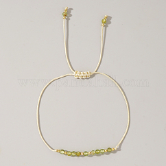 Geflochtene Perlenarmbänder aus natürlichem Geburtsstein für Frauen, Peridot, mit Messing-Perlen, Innendurchmesser: 11 Zoll (28 cm)