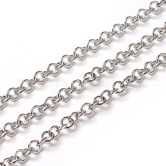 Catene rolo in acciaio inossidabile 304 anti-ossidazione, catena belcher, con la bobina, senza saldatura, colore acciaio inossidabile, 5x1mm, circa 32.8 piedi (10 m)/rotolo