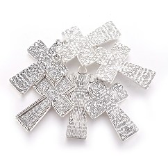 Pendente basi di cabochon stile tibetano, croce, piombo & cadimo libero, argento antico, 70x43x4mm, Foro: 6 mm