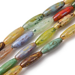 Abalorios de colores vario hechos a mano, arroz, color mezclado, 11.5x4mm, agujero: 1 mm, aproximamente 35 pcs / cadena, 16.14'' (41 cm)