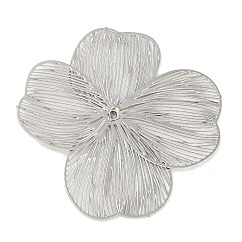 Tapas de abalorios de hierro, adornos de metal grabados, flor, Platino, 36x36x1.2mm, agujero: 0.9 mm