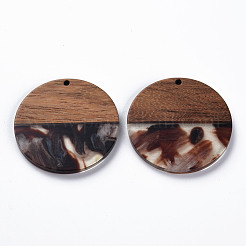 Pendenti in resina trasparente e legno di noce&nbsp;X-RESI-T035-35E