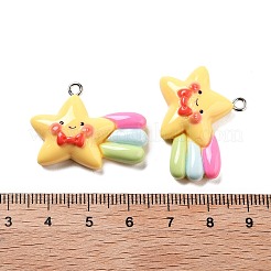 樹脂チャーム  プラチナ鉄ループ付き  スター  22x30x7.5mm  穴：2mm&nbsp;RESI-R450-02E