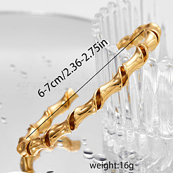 真鍮製カフバングル  女性用竹型バングル  ゴールド  内径：2-3/8インチ（6cm）〜3-1/8インチ（8cm）&nbsp;BG0836-1
