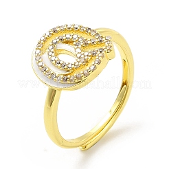 Bague réglable avec lettre initiale en émail de couleurs mélangées et zircons cubiques transparents&nbsp;RJEW-P045-01G-Q