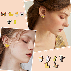 48 pieza de pendientes de madera de 6 estilos con forma de pato&nbsp;EJEW-CA0001-10