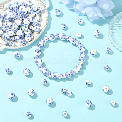 100 шт. 2 стиля фарфоровые керамические бусины ручной работы с цветочным принтом PORC-LT0001-11