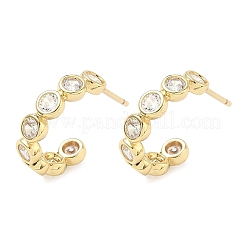 Messing Micro Pave klare Zirkonia Ohrstecker&nbsp;EJEW-G452-07G