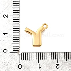 真鍮製マイクロパヴェキュービックジルコニアチャーム  ニッケルフリー  18KGP本金メッキ  文字y  12x13x3mm  穴：1.6mm&nbsp;KK-C117-12G-Y