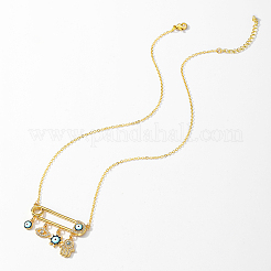 Латунные микропаве прозрачные кубические цирконии синие сглаз булавки подвески ожерелья для женщин UQ5475