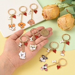 8 portachiavi con ciondolo a forma di cuore di cane in lega smaltata in 8 stili&nbsp;KEYC-YW00283