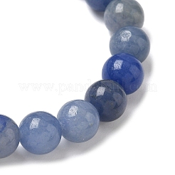 Натуральный синий авантюрин круглые бусины эластичные браслеты для мужчин и женщин BJEW-JB11999