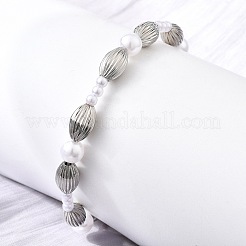 Браслеты слайдеры из латунных бусин для женщин BJEW-D317-01P