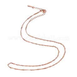 ローズゴールドメッキのスズ合金ツイストシンガポールチェーンファインネックレス  カニカン付き  18インチ  1.5mm&nbsp;NJEW-BB10186-18
