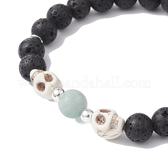 Bracciali elasticizzati in misto pietra naturale e sintetica&nbsp;BJEW-JB09519-02