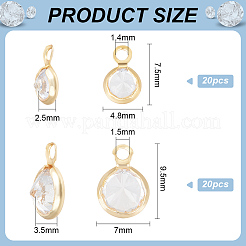 40шт 2 стиля латунные подвески с микропаве и кубическим цирконием&nbsp;KK-BC0013-32