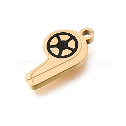 304ステンレススチールエナメルペンダント  ホイッスルチャーム  イオンプレーティング（ip）  18KGP本金メッキ  15.5x8x1.5mm  穴：1.5mm&nbsp;STAS-E531-15G