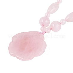 Colliers avec pendentif en forme de fleur de quartz rose naturel&nbsp;NJEW-N064-08C