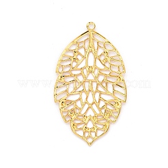 アイアン製ペンダント  エッチングされた金属装飾  葉  ゴールドカラー  65x36.5x1.5mm  穴：2.5mm&nbsp;IFIN-T002-34G