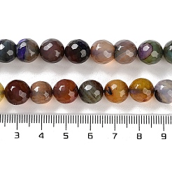 天然石瑪瑙ビーズ連売り  染め＆加熱  多面カット  ラウンド  ミックスカラー  10mm  穴：0.8mm  約37個/連  14.96''（38センチメートル）&nbsp;G-M437-B01-01F