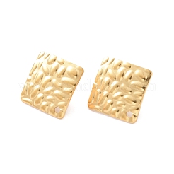 201 ステンレス スタッド イヤリング  304ステンレスピン付き  テクスチャ加工された菱形  ゴールドカラー  18.5x18.5mm  穴：1.4mm  ピン：0.7mm&nbsp;STAS-B035-05G