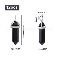 Pendenti a punta con doppia terminazione in ossidiana nera naturale&nbsp;G-PH0001-50
