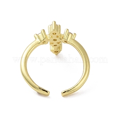 Открытое кольцо-манжета из латуни с микропаве из прозрачного циркония для женщин RJEW-M165-02B-G