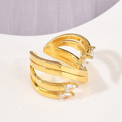 Манжеты из латуни с микро паве кубический цирконий для женщин RJEW-L132-06G