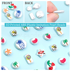 27 шт. 9 стиля 3D-печатные бусины из абс-пластика с имитацией жемчуга&nbsp;KY-NB0001-56