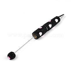 Шариковая ручка с рисунком в виде сердца из смолы и полимерной глины AJEW-T013-03D