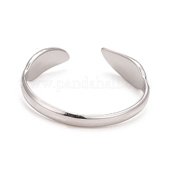 変色しない304ステンレススチール製リーフオープンカフリング（女性用）  ステンレス鋼色  usサイズ9（18.9mm）&nbsp;RJEW-C025-25P