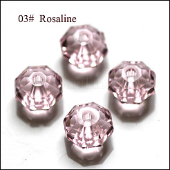 模造オーストリアクリスタルビーズ  グレードAAA  多面カット  八角形  ピンク  8x5mm  穴：0.9~1mm&nbsp;SWAR-F083-6x8mm-03