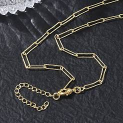 Colliers à chaîne trombone texturée en laiton de 2.7 mm pour femmes&nbsp;KK-CBA2293-19G
