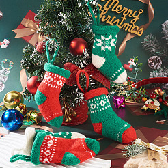 4 pièce 4 styles de décorations suspendues de chaussettes de Noël en polyester&nbsp;AJEW-TA0003-29A