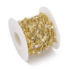 Catene a maglie rotonde piatte rettangolari in ottone e zirconi cubici&nbsp;CHC-P010-03G