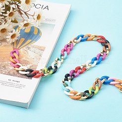 Непрозрачная ручная роспись из акрила и пластиковая цепочка ccb AJEW-JB01005