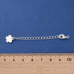 真鍮のカニカンとチェーン付き  手作りの文字が書かれたクローバー  カドミウムフリー＆鉛フリー  925銀メッキ  72mm&nbsp;KK-F880-33S