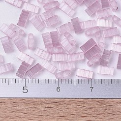 MIYUKIハーフティラビーズ  日本製シードビーズ  2の穴  （htl2597)シルクペールダストローズ  5x2.3x1.9mm  穴：0.8mm  約250PCS /ボトル  10 G /ボトル&nbsp;SEED-JP0008-HTL2597