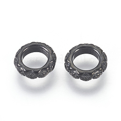 316サージカルステンレスビーズ  大穴ビーズ  リング  ガンメタ色  8.5x2.5mm  穴：5mm&nbsp;STAS-F195-074B